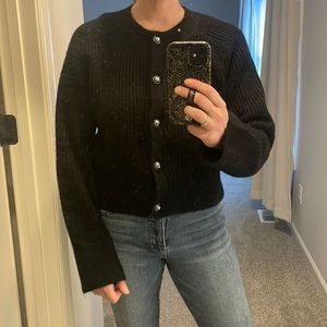 Black wool cardigan